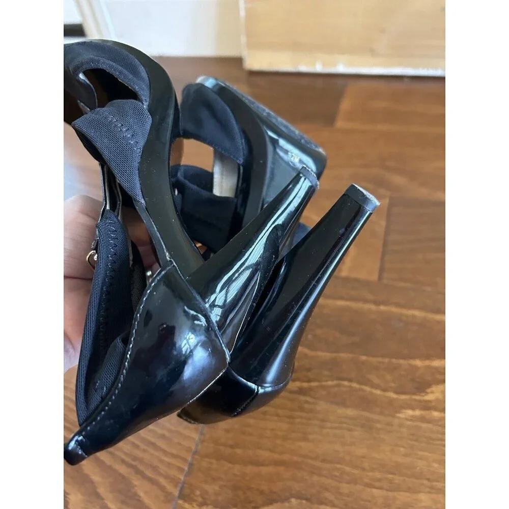 Michael by Michael Kors Womens Black Front Zipper Sexy Heels‎ Size 7 M Open Toe